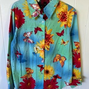 Floral and Butterfly Print Shirt